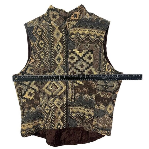 VTG Rough Rider by Circle T Western Tapestry Vest Size XL Southwestern 90s USA - Picture 8 of 10